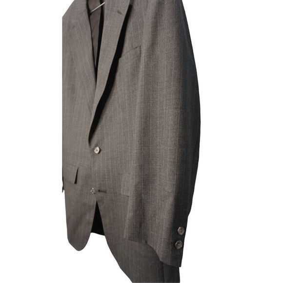 Brooks Brothers 41L White Gray Pinstripe Suit Blazer Jacket 100% Wool 2 Button - Picture 4 of 7
